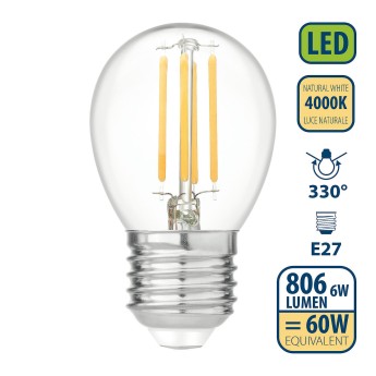 LED Filament Bulb, P45 Sphere, 4W/470lm, E27 Base, 4000K 2