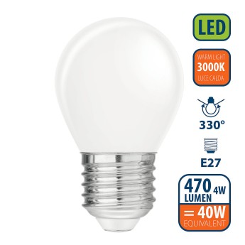 Opal Filament LED Bulb, P45 Sphere, 4W/470lm, E27 Base,... 2