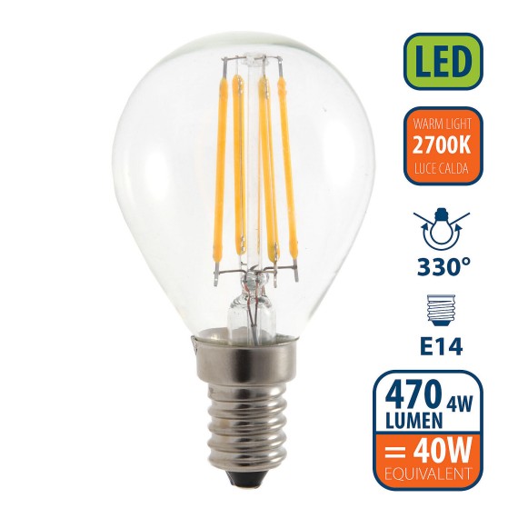 LED Filament Bulb, P45 Sphere, 4W/470lm, E14...