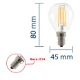 Lampadina LED a filamento, Sfera P45, 4W/470lm, base E14, 4000K