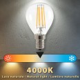Lampadina LED a filamento, Sfera P45, 4W/470lm, base E14, 4000K