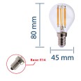 LED Filament Bulb, P45 Sphere, 6W/806lm, E14 Base, 2700K