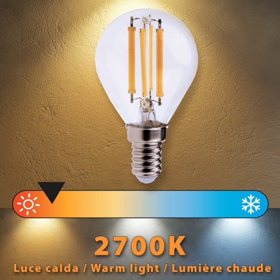 LED Filament Bulb, P45 Sphere, 6W/806lm, E14...
