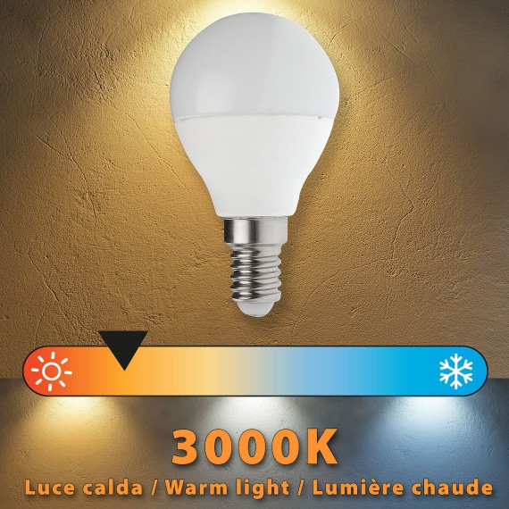 SMD LED bulb, Sfera P45, 6W/470lm, E14 base, 3000K