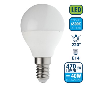 SMD LED bulb, Sfera P45, 6W/470lm, E14 base, 6500K 2