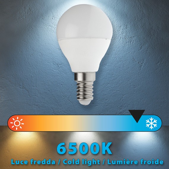 SMD LED bulb, Sfera P45, 6W/470lm, E14 base, 6500K