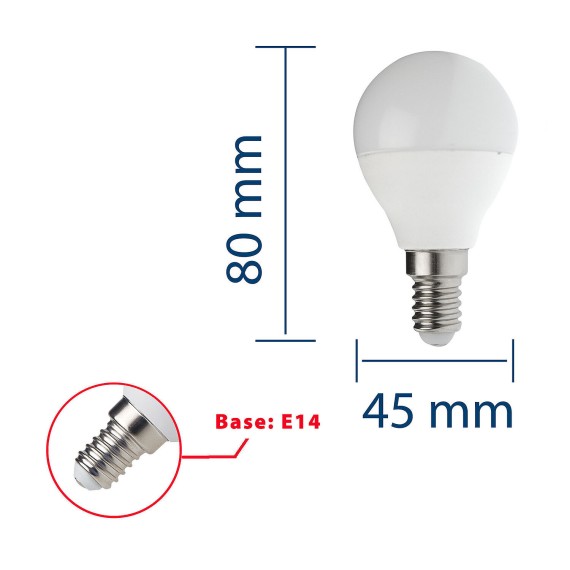 SMD LED bulb, Sfera P45, 8W/806lm, E14 base, 4000K