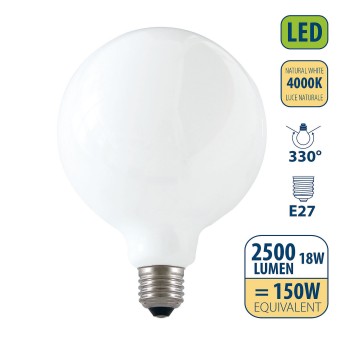 Opal Filament LED Bulb, G125 Globe, 18W/2500lm, E27 Base,... 2