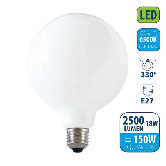 Lampadina LED a filamento Opale, Globo G125,...