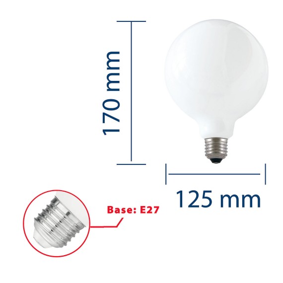 Lampadina LED a filamento Opale, Globo G125,...