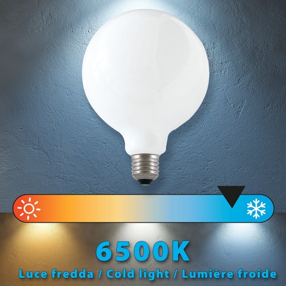 Lampadina LED a filamento Opale, Globo G125,...
