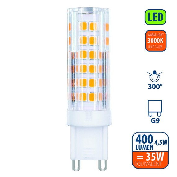 SMD-LED-Lampe, G9-Sockel, 4,5 W/400 lm,...