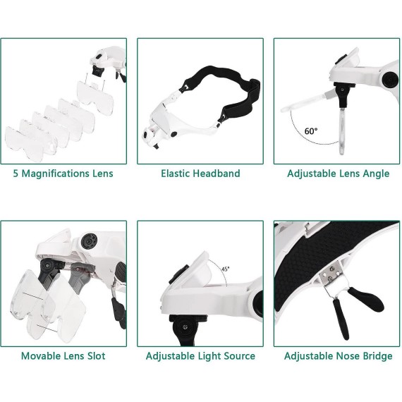 LED-Vergrößerungsgläser. 5 austauschbare...