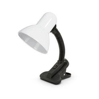 CHARLESTON: White table lamp with E27 socket, with clip