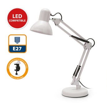 CHARLESTON XL: "Architect" table lamp, white, E27 socket 2