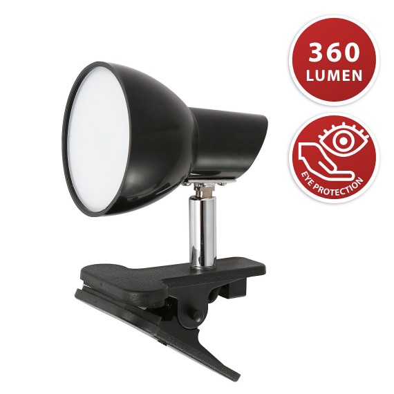 CHARLY: 24 LED spot with clip, black, 360Lm 5W