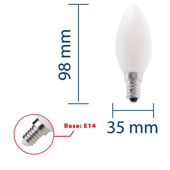 Opal Filament LED Bulb, Olive C35, 4W/470lm,...