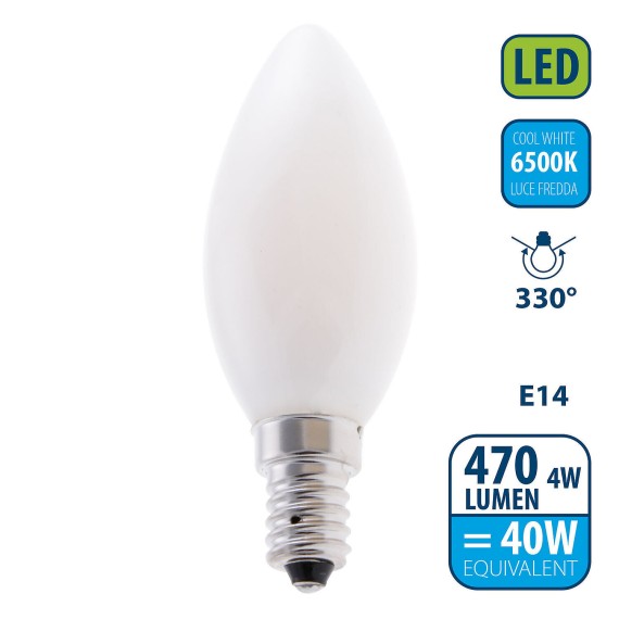 Opal Filament LED Bulb, Olive C35, 4W/470lm,...