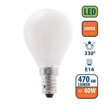 Opal Filament LED Bulb, P45 Sphere, 4W/470lm, E14 Base,... 2
