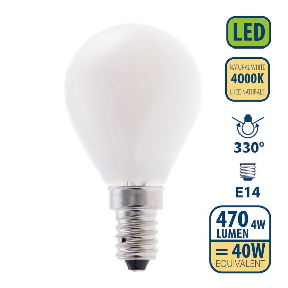 Opal Filament LED Bulb, P45 Sphere, 4W/470lm,...