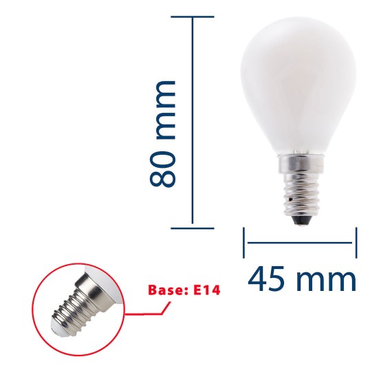 Opal Filament LED Bulb, P45 Sphere, 6W/806lm,...