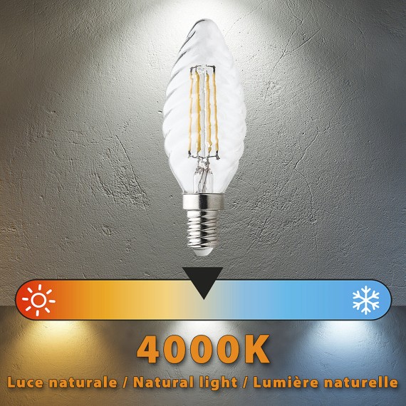 Lampadina LED a filamento, "Tortiglione" C35,...