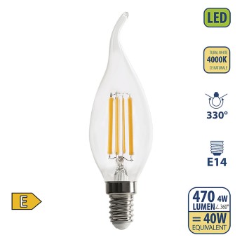LED Filament Bulb, "Wind Gust" C35, 4W/470lm, E14 Base,... 2