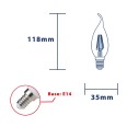 LED Filament Bulb, "Wind Gust" C35, 6W/806lm, E14 Base, 4000K