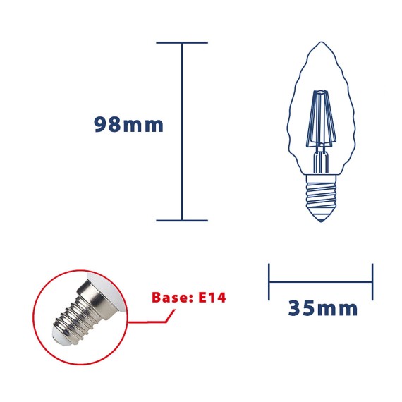 LED filament bulb, "Tortiglione" C35, 6W/806lm,...
