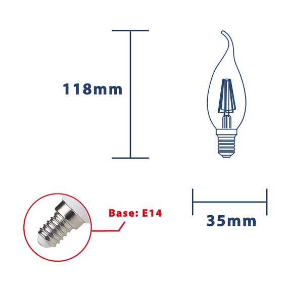 Ampoule LED à filament, « Rafale de vent » C35,...