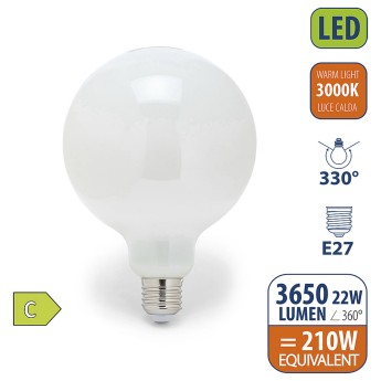 Opal Filament LED Bulb, G125 Globe, 22W/3650lm, E27 Base,... 2