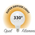 Ampoule LED à filament opale, globe G125, 22 W/3650 lm, culot E27, 3000 K