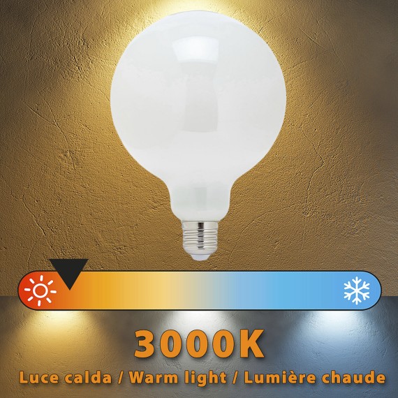 Ampoule LED à filament opale, globe G125, 22...