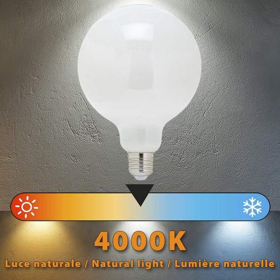 Opal Filament LED Bulb, G125 Globe, 22W/3650lm,...