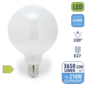 LED Opal filament bulb, Globo G125, 22W/3650lm, E27 base,... 2