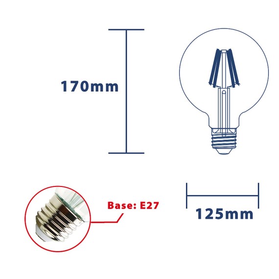 LED Opal filament bulb, Globo G125, 22W/3650lm,...