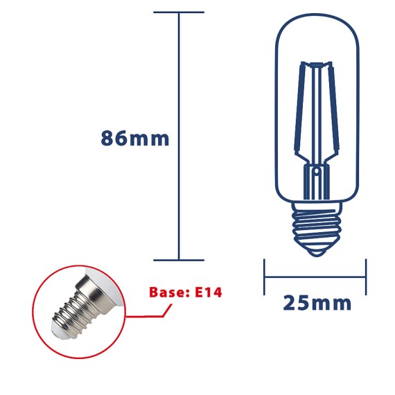 LED-Filamentlampe, Röhrenform T25, 4 W/470 lm,...