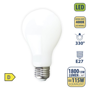 Opal Filament LED Bulb, Drop A68, 13W/1800lm, E27 Base,... 2