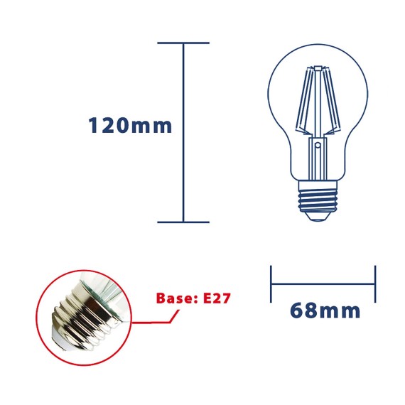 Opal Filament LED Bulb, Drop A68, 13W/1800lm,...