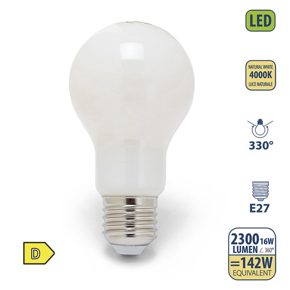 Opal Filament LED Bulb, Drop A75, 16W/2300lm,...