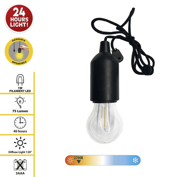 RETRO: LED-Glühlampe mit Kabel – Warmes Licht