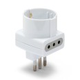 Adaptateur 3 voies : 1 prise Schuko 10/16 A + 2 prises 10 A. Fiche 10 A
