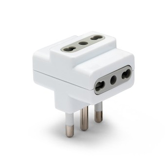 Triple adapter with: 3 two-way sockets, 10/16 A and 16 A... 2