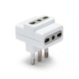 Triple adapter with: 3 two-way sockets, 10/16 A and 16 A plug