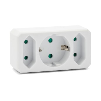 Dreifach-Frontplatte 16A + 2x6A – Standard-Schuko. Weiß.