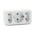 Dreifach-Frontplatte 16A + 2x6A – Standard-Schuko. Weiß.