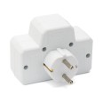 Toma de corriente triple frontal de 16 A + 2 x 6 A - Schuko estándar. Con interruptor. Color blanco.