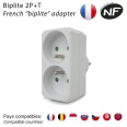 Biplite frontale con 2 prese francesi 2P+T 16A