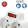 French power strip with 2 inputs 2P+T 16A with switch