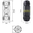 Conector de unión impermeable de 3 pines, IP68